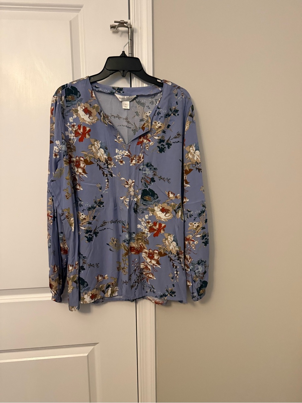 Christopher & Banks Lavender Floral V-Neck Blouse